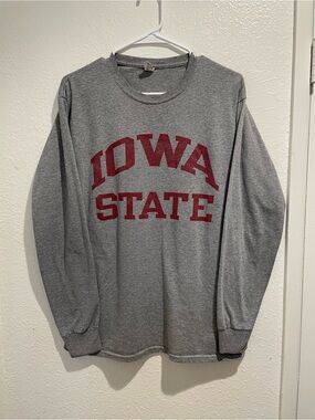 Vtg 90s Jerzees Iowa State Cyclones Long Sleeve Shirt Mens M Medium Gray College